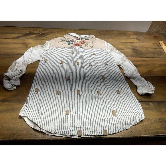 John Mark Womens Flannel Linen Blend Button Front L/S Tunic Top Shirt Size Small - Picture 9 of 12